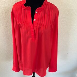 J. Crew Vibrant Red Pleated Blouse